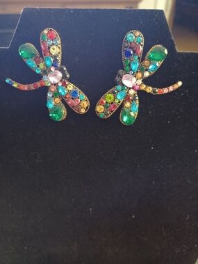 Multicolor Dragonfly Crystal Stud Earrings - Women Jewelry Earrings